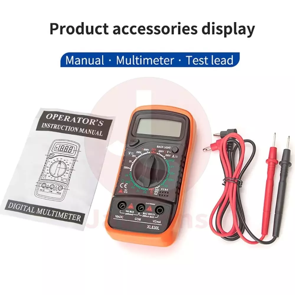 Jawsons Multi-Function Digital Multimeter 500 mA/250 V Fuse Protection with Backlit LCD Display, XL830L