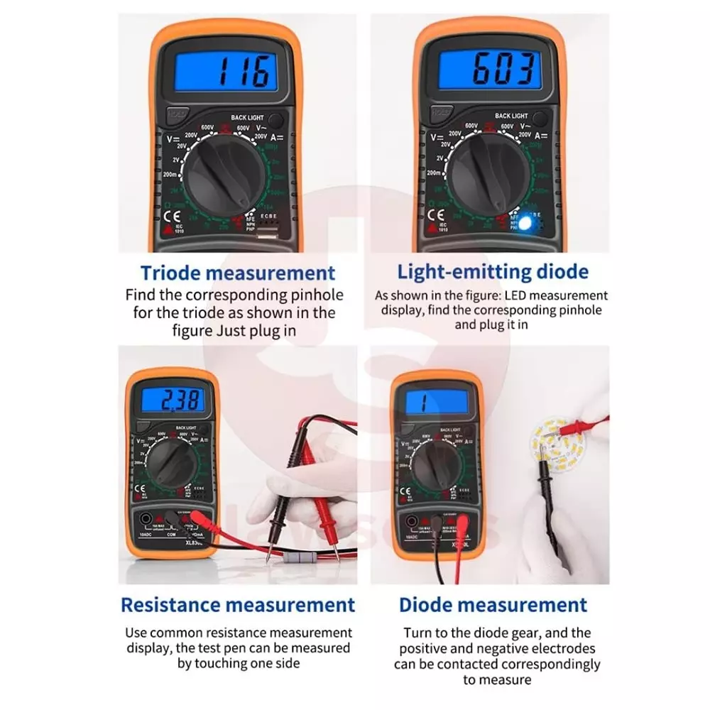 Jawsons Multi-Function Digital Multimeter 500 mA/250 V Fuse Protection with Backlit LCD Display, XL830L