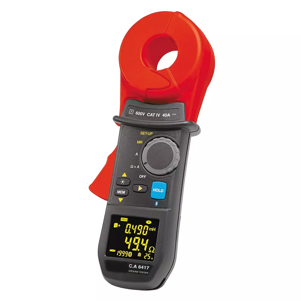 Krykard Earth Tester 0.2 mA to 40 A Current Measurement Large LCD Display With Backlight IP40 Protection CAT III 300V Safety Rating, CA 6417 V2