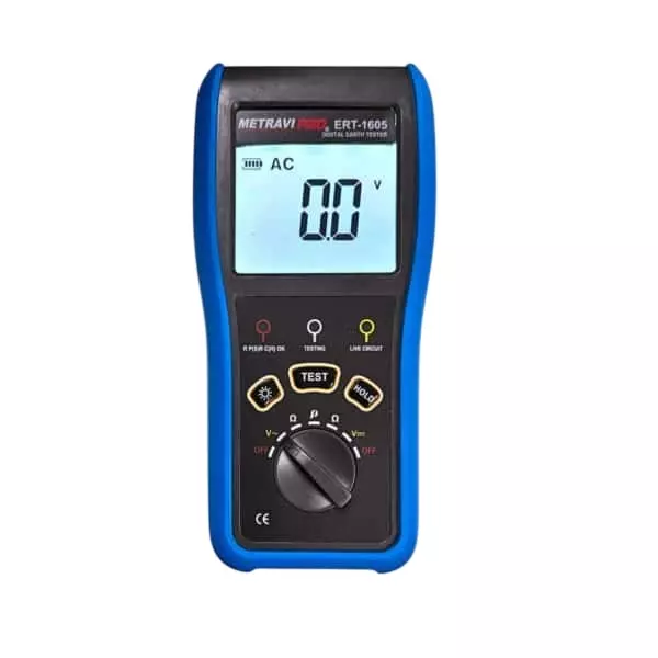 Metravi Earth Resistance and Soil Resistivity Meter with 0.00 Ω - 30.00 kΩ Earth Resistance and ±2% rdg ±3 dgt Accuracy, PRO ERT-1605