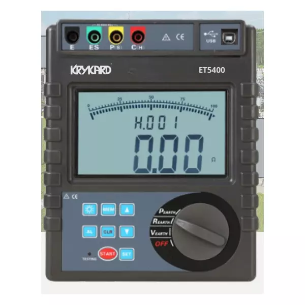 Krykard Earth Tester 128 Hz / 111 Hz / 105 Hz / 94 Hz (AFC) Test Frequency AC 600V Max Line Voltage USB Interface, ET5400