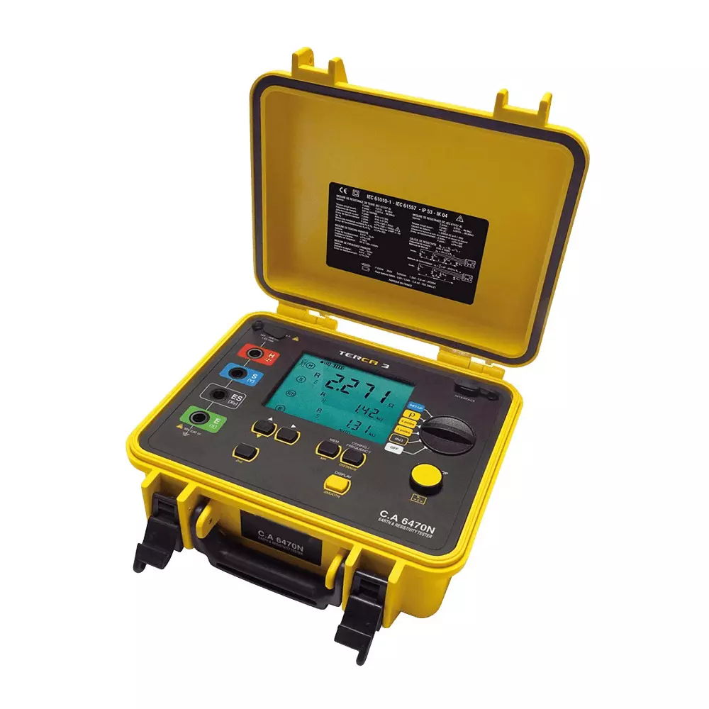 Krykard Earth Tester ±2% + 1 Count Accuracy Backlit LCD Display Featuring 3 Simultaneous Display LevelsIP53 Protection CAT III 600V Safety Rating, CA 6470N