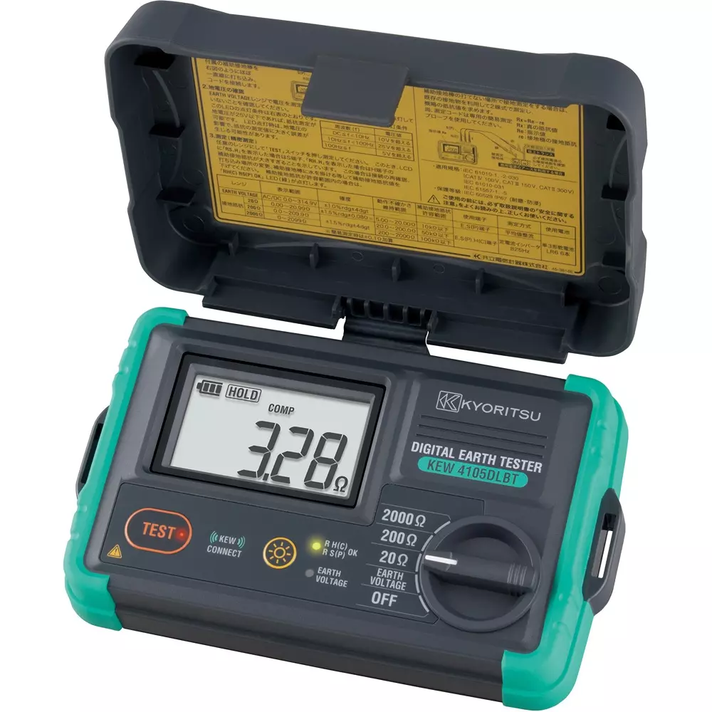 Kyoritsu Earth Resistance Meter AC0.0 to 300.0 V(45 to 65 Hz) DC±0.0 to ±300.0 V Measurement Range, KEW4105DLBT