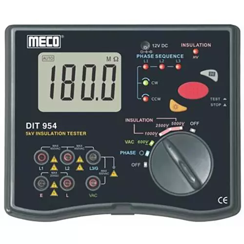 MECO Digital Insulation Tester 3½ Digit (1999 Counts) Large LCD Display and Upto 200 GΩ Resistance Range, DIT 954