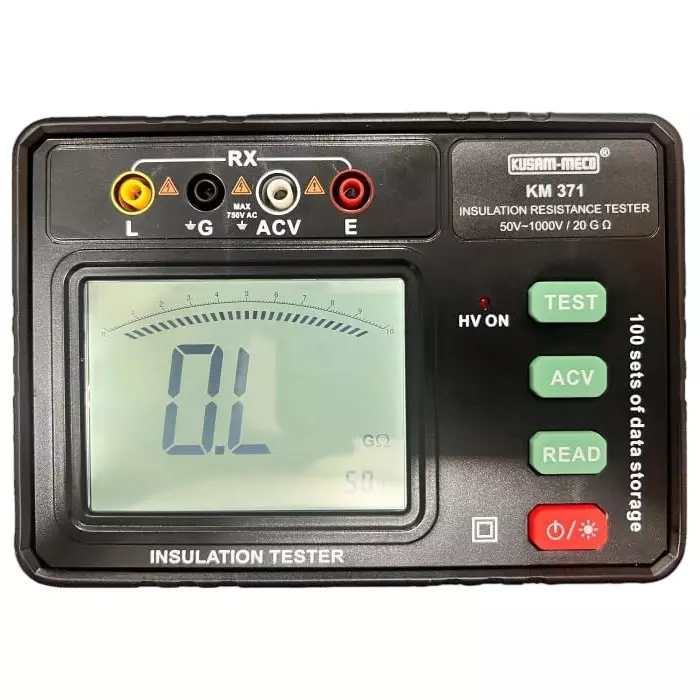 KUSAM-MECO Digital Insulation Resistance Tester 1999 100 Sets Counts Plastic With Meter, Test Leads, Battery, KM-371