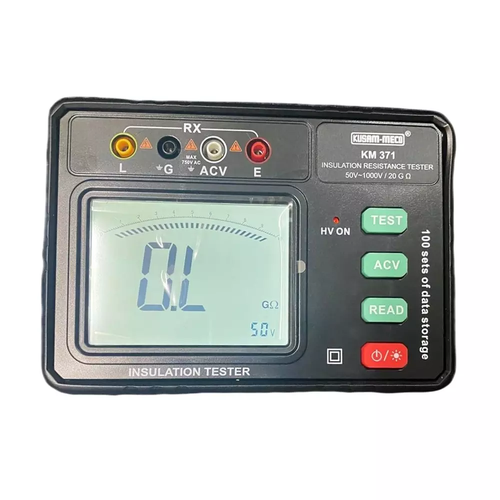 KUSAM-MECO Digital Insulation Resistance Tester 1999 100 Sets Counts Plastic With Meter, Test Leads, Battery, KM-371