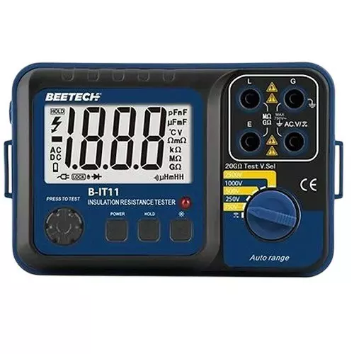 BEETECH Digital Insulation Resistance Tester with 2000 Counts 3 1/2 Digits LCD Display and Upto 20 GΩ Insulation Resistance, B-IT11