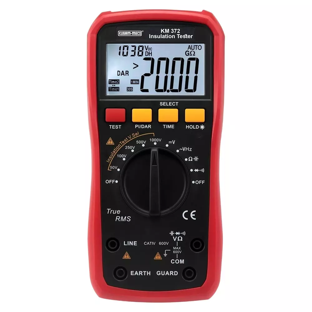 KUSAM-MECO Insulation Resistance Tester 4000 Counts Plastic With 6 Pcs of Batteries, KM-372