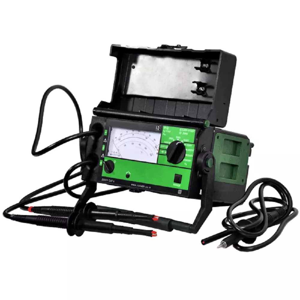 Rishabh Insulation Testers Insu 5000 AK STD High-Voltage with Battery And Hand Crank Generator Operation, RISH Insu 5000AK