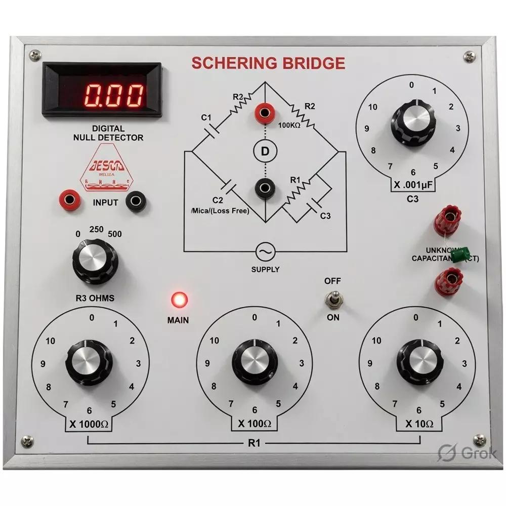 Zesco India Schering Bridge with Bridge Oscillator and Null Detector in Grey Color for Physics Labs, ZESCO-652