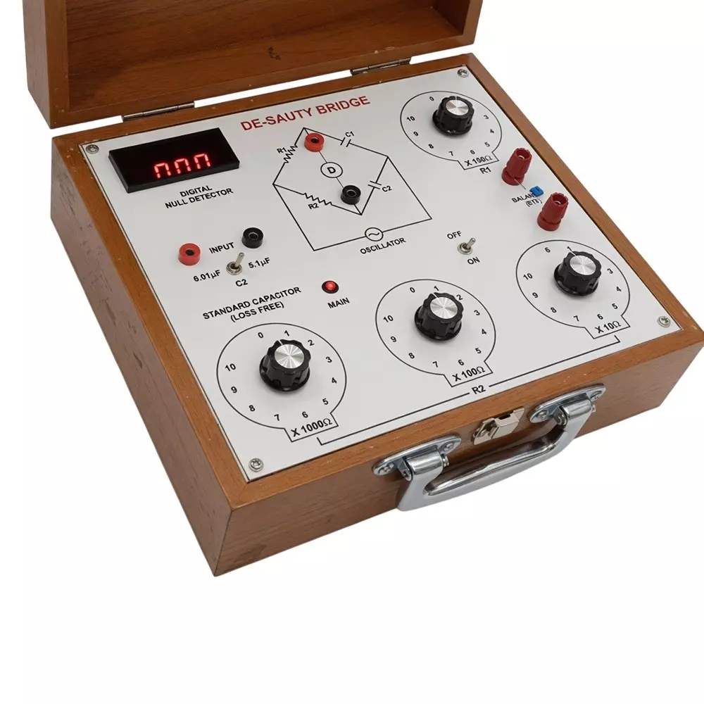 Zesco India Desauty Bridge With Bridge Oscillator & Null Detector in White & Brown Color for Physics Labs, ZESCO-659