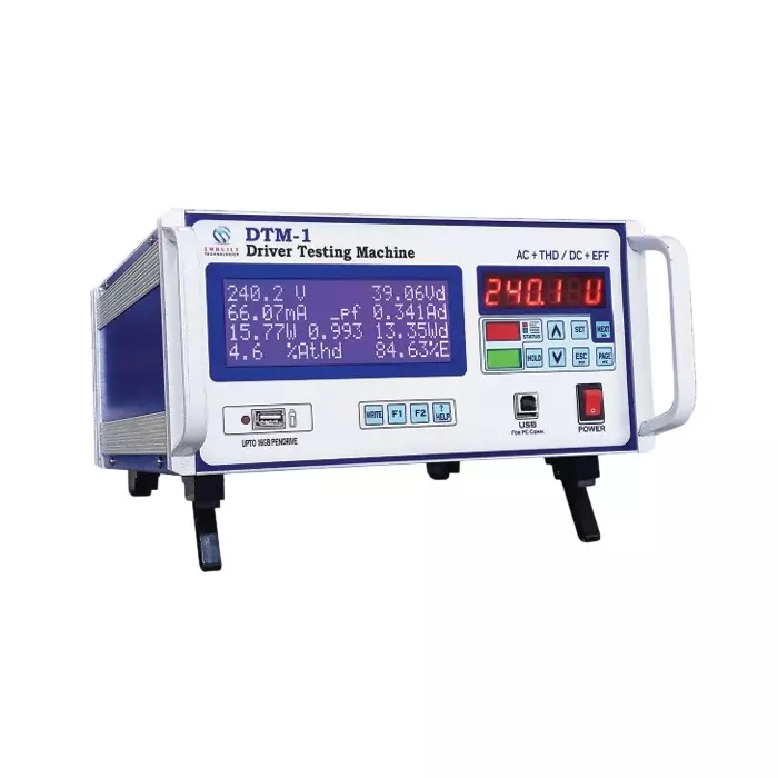 EMBUILT Driver Testing Machine 5-500 V 10 mA to 2 Amp Big LCD Display Class 0.2, DTM-1