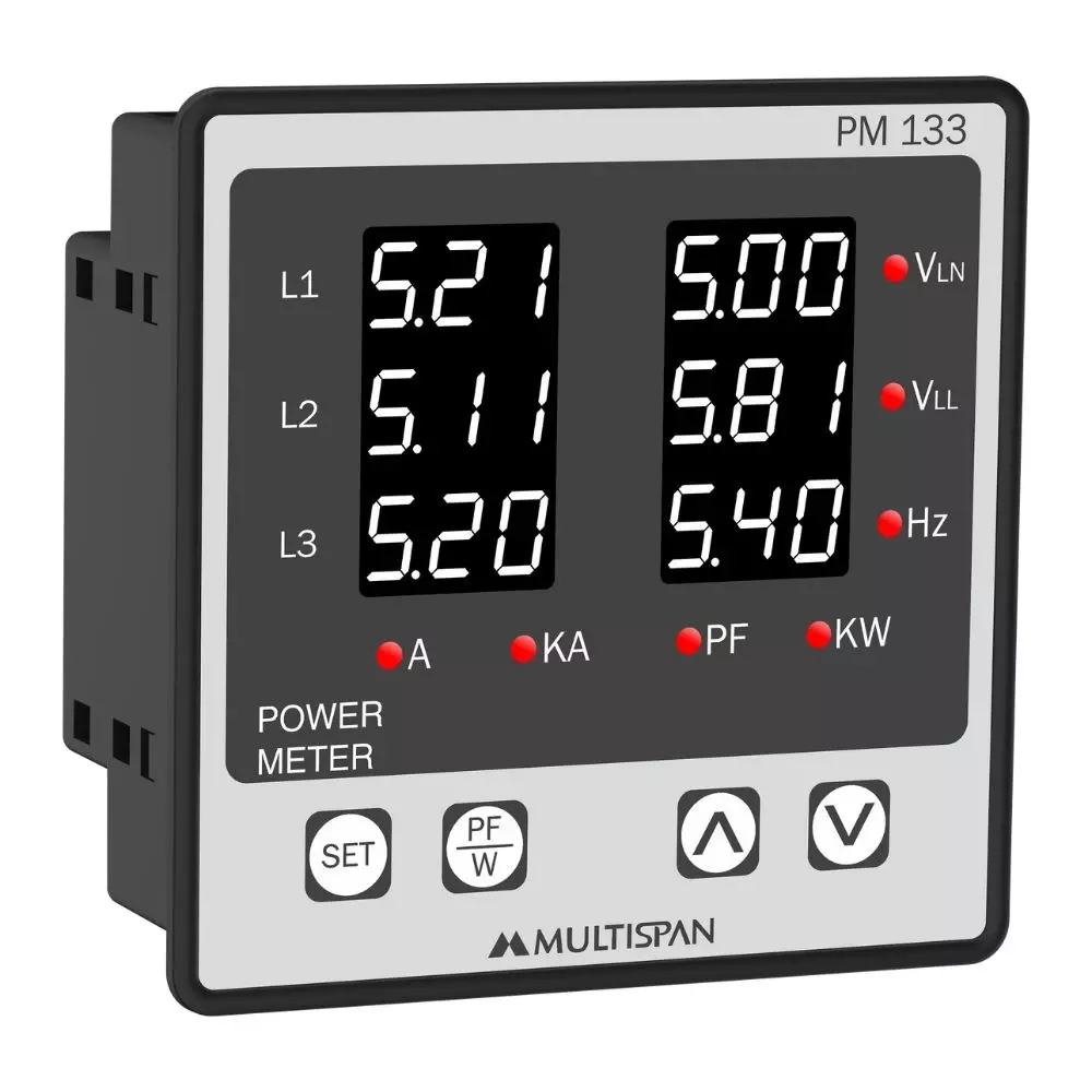 MULTISPAN Power Meter 3-Digit 6-Line 7-Segment White LED Display 100-270 V AC/DC Power Supply, PM-133