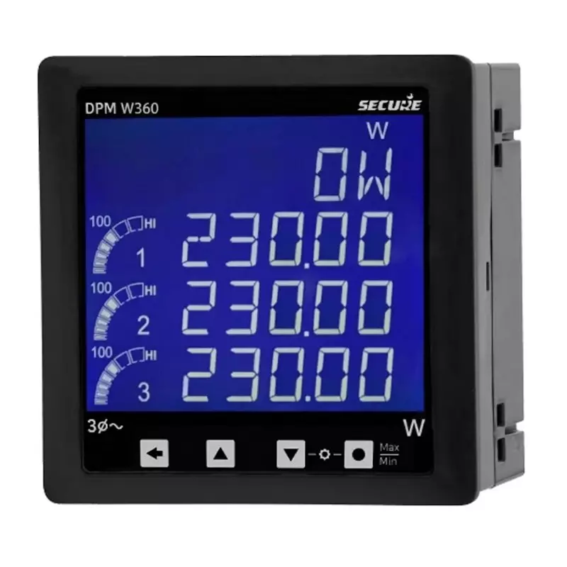 Secure DPM Series AC Active Power Meter 3 Phase 3 Line 4 Digit LCD Display 96x96 mm Size and 0.5 Accuracy Class, DPM W360
