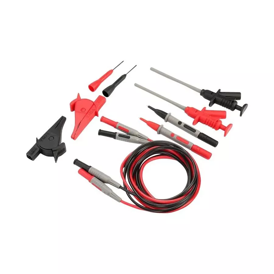MULTICOMP PRO Test Lead Kit 2 Pcs of Leads, Hook clips, Crocodile/Alligator ends and Probe Tips Contents, MP770516
