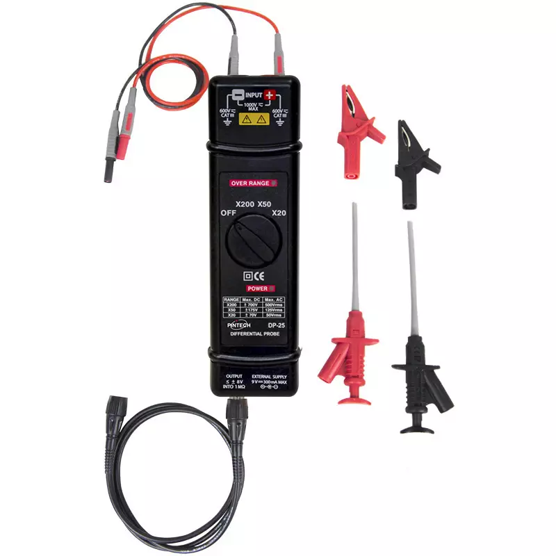 PINTECH Differential Probe 25 Frequency Band 14 ns Start-up Time 4 mΩ//1.2 pF Input Impedance, DP-25