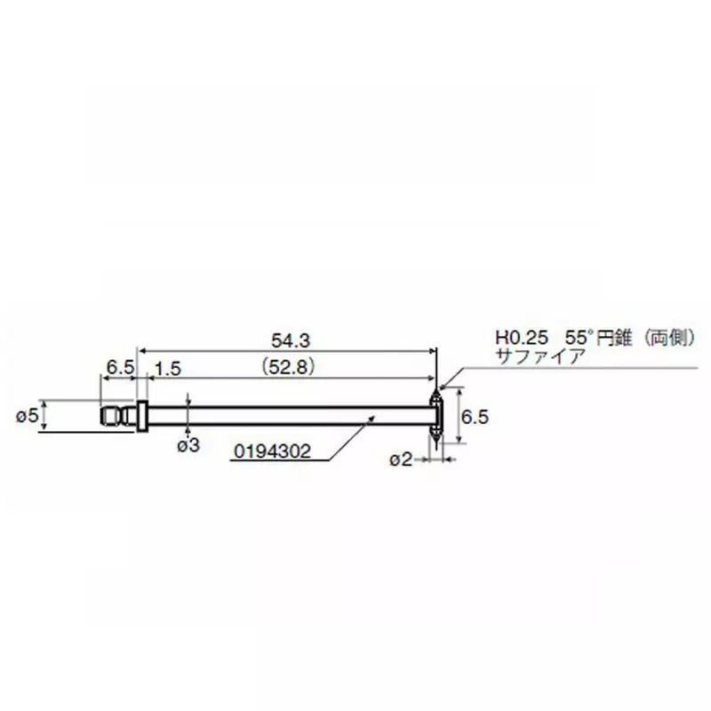TOKYO SEIMITSU Measuring Probe 2Φ/R0.25 mm, 55° conical sapphire/T type, 0194 206