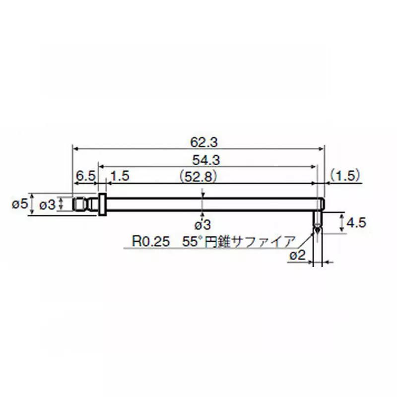 TOKYO SEIMITSU Measuring Probe 2Φ/R0.25 mm, 55° conical sapphire/L type, 0194 203