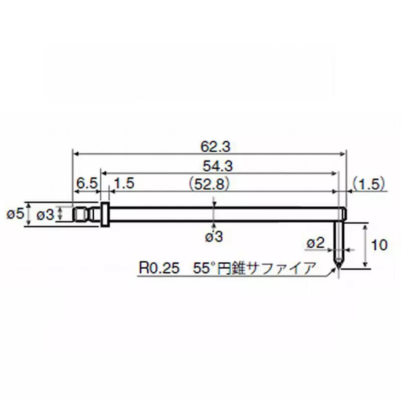 TOKYO SEIMITSU Measuring Probe 2Φ/R0.25 mm, 55° conical sapphire/L type, 0194 204