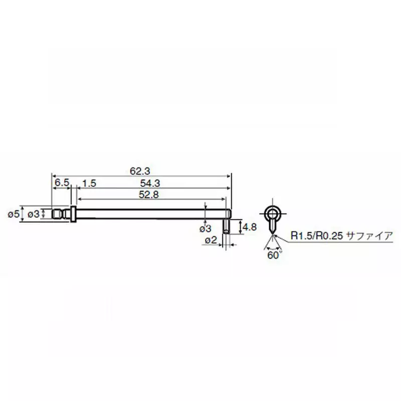 TOKYO SEIMITSU Measuring Probe 2Φ/R0.25 mm, sapphire/L type Tip, 0194 210