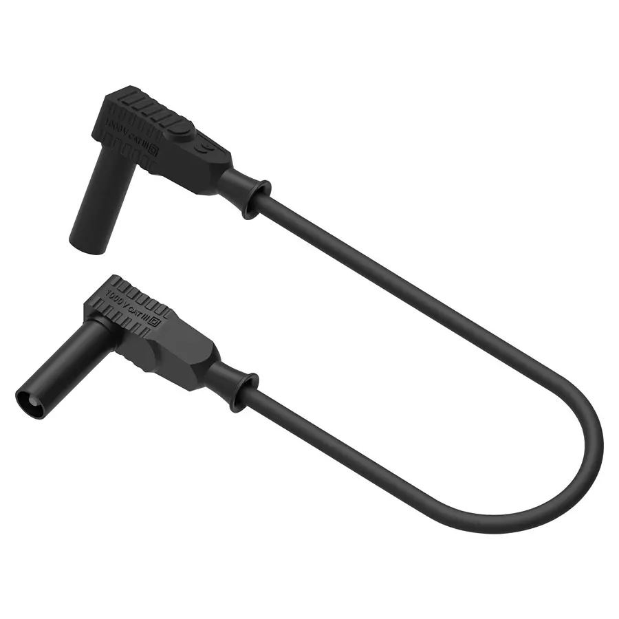 MULTICOMP PRO Banana Test Leads R/A 4MM BANANA PLUG-PLUG, BLACK, 1.5M, 76-025