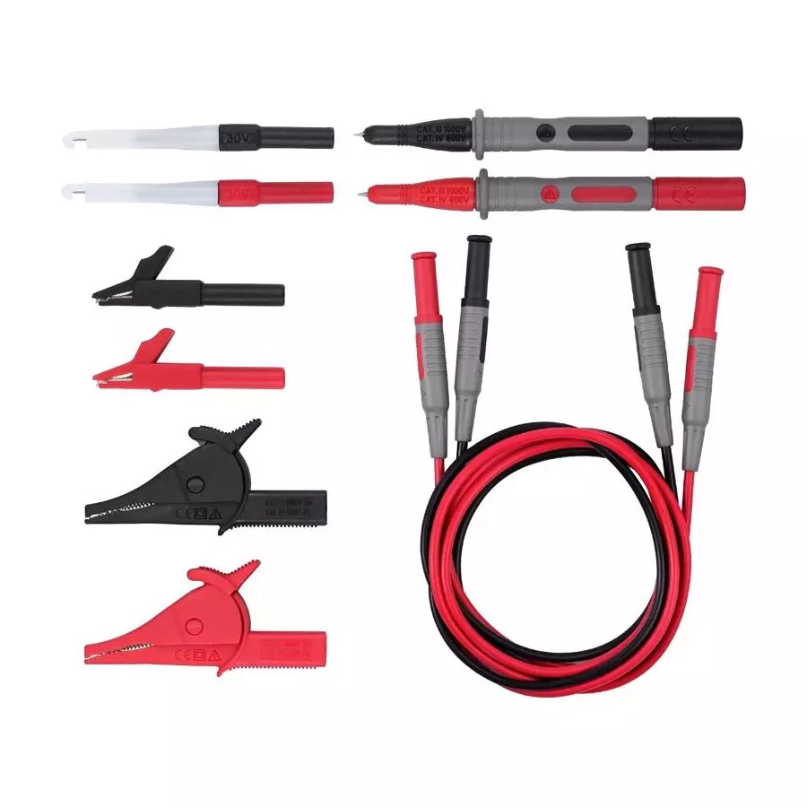 MULTICOMP PRO Test Lead Kit 2 Pcs of Leads, 4 Crocodile Clips, ends Contents, MP770735