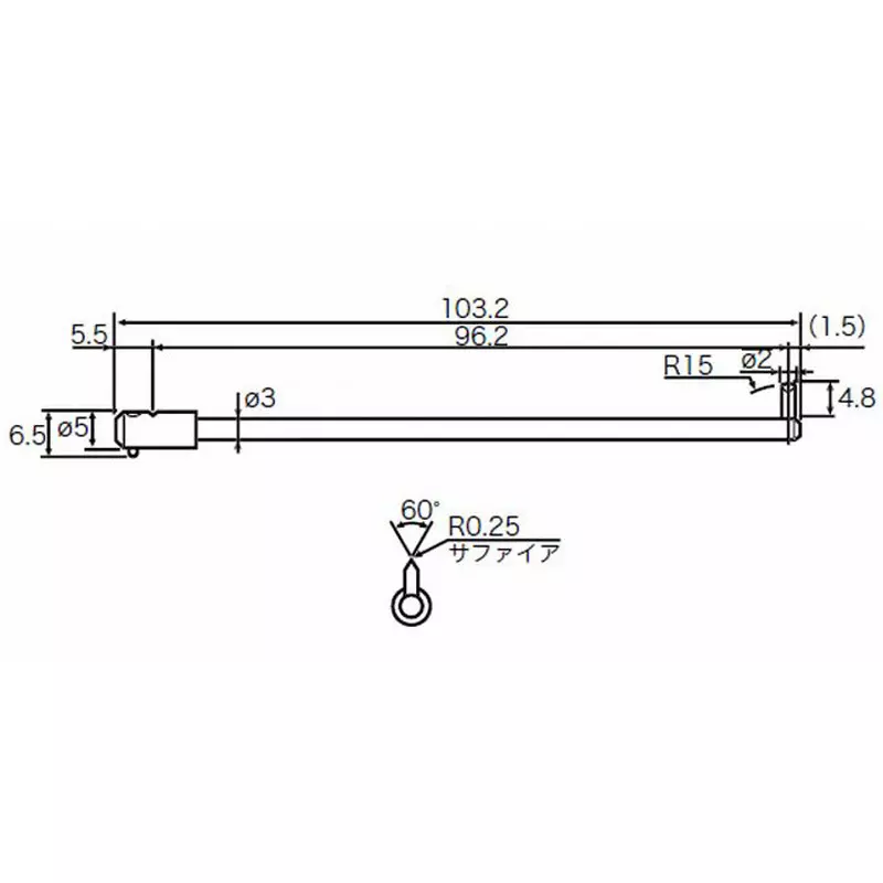 TOKYO SEIMITSU Measuring Probe 2Φ/R0.25 mm, sapphire/L type Tip, EM46000-S310
