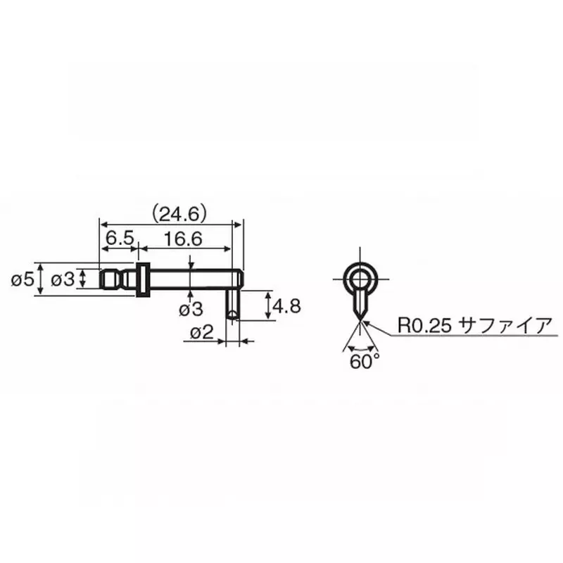 TOKYO SEIMITSU Measuring Probe 2Φ/R0.25 mm, sapphire/L type Tip, 0194 010