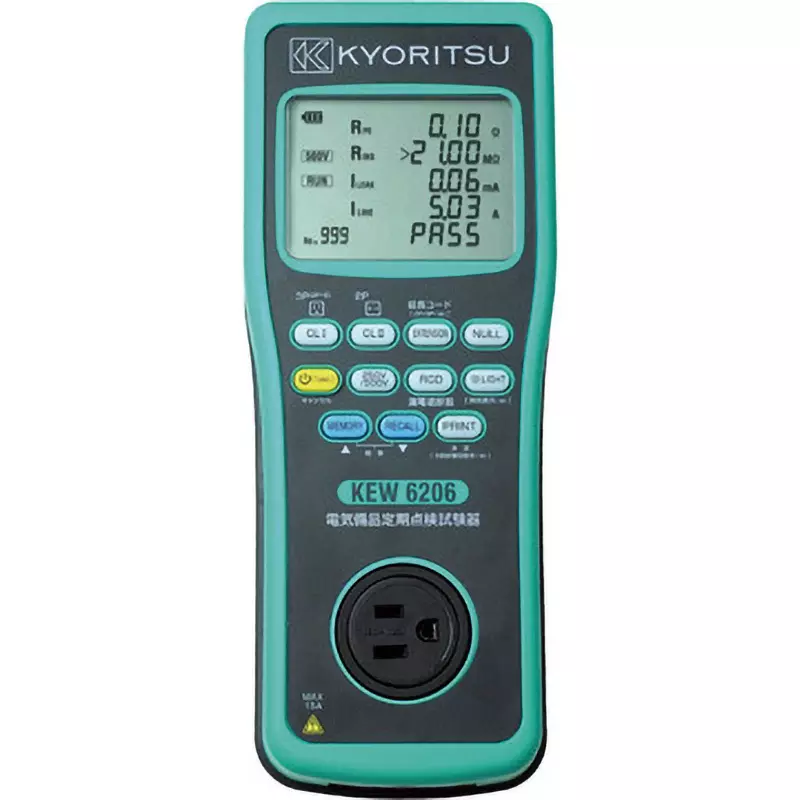 Kyoritsu Periodic Inspection Tester Power supply voltage: AC 30 to 230 V (50/60 Hz) Measurement Range, KEW6206