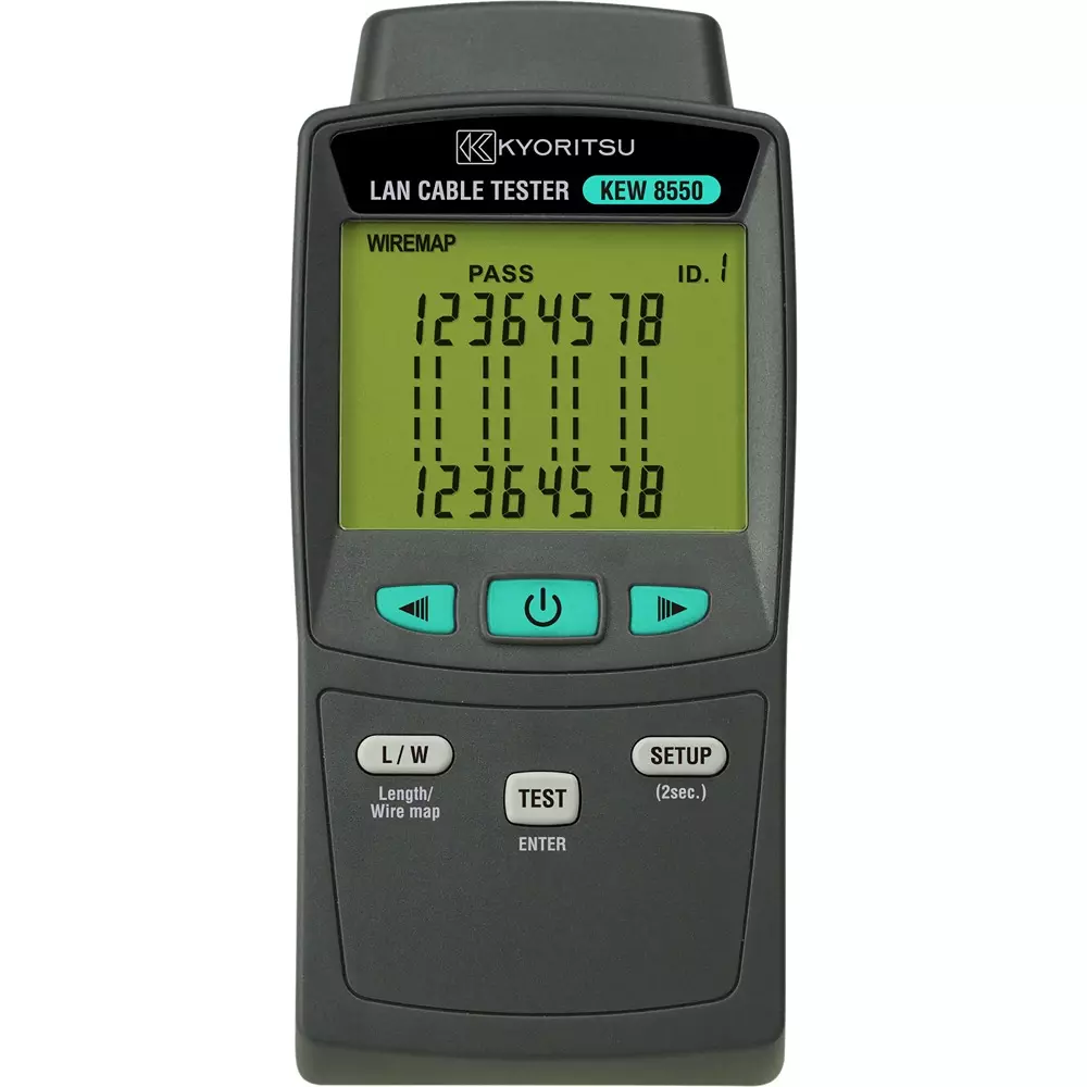 Kyoritsu Cable Tester 6 x AAA batteries R03/LR03 (1.5 V) Power Supply ±10%±1 m Accuracy IEC 61326-1(EMC), KEW8550