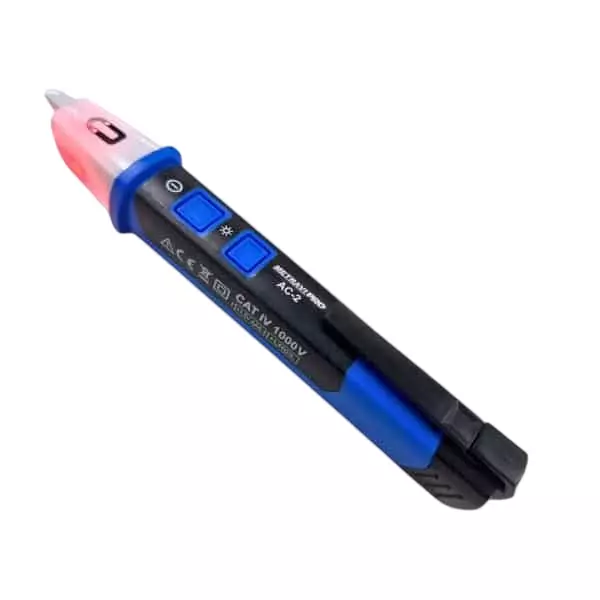 Metravi Non-Contact Voltage Detector Bright Red/Yellow Led Display Range 12 V - 1000 V Ac (2 Ranges), PRO AC-2