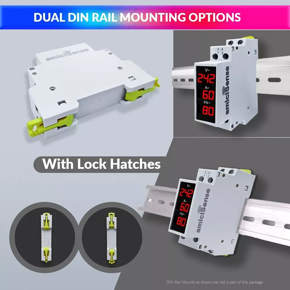 amiciSense 3 In 1 Voltage Tester With External Ct And 35Mm Din Rail Mount 100 A 1- 100 A