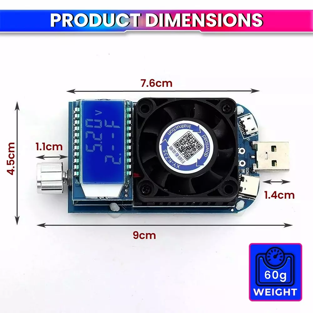 amiciSense Voltage Capacity Tester with QC2.0/QC3.0 Fast Charge Trigger 35 W 8000 RPM DC 4.0 V- 25 V