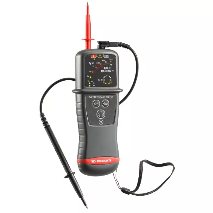 Facom Voltage tester, Continuity Check, Battery Powered, CAT III 600V, 701BPB
