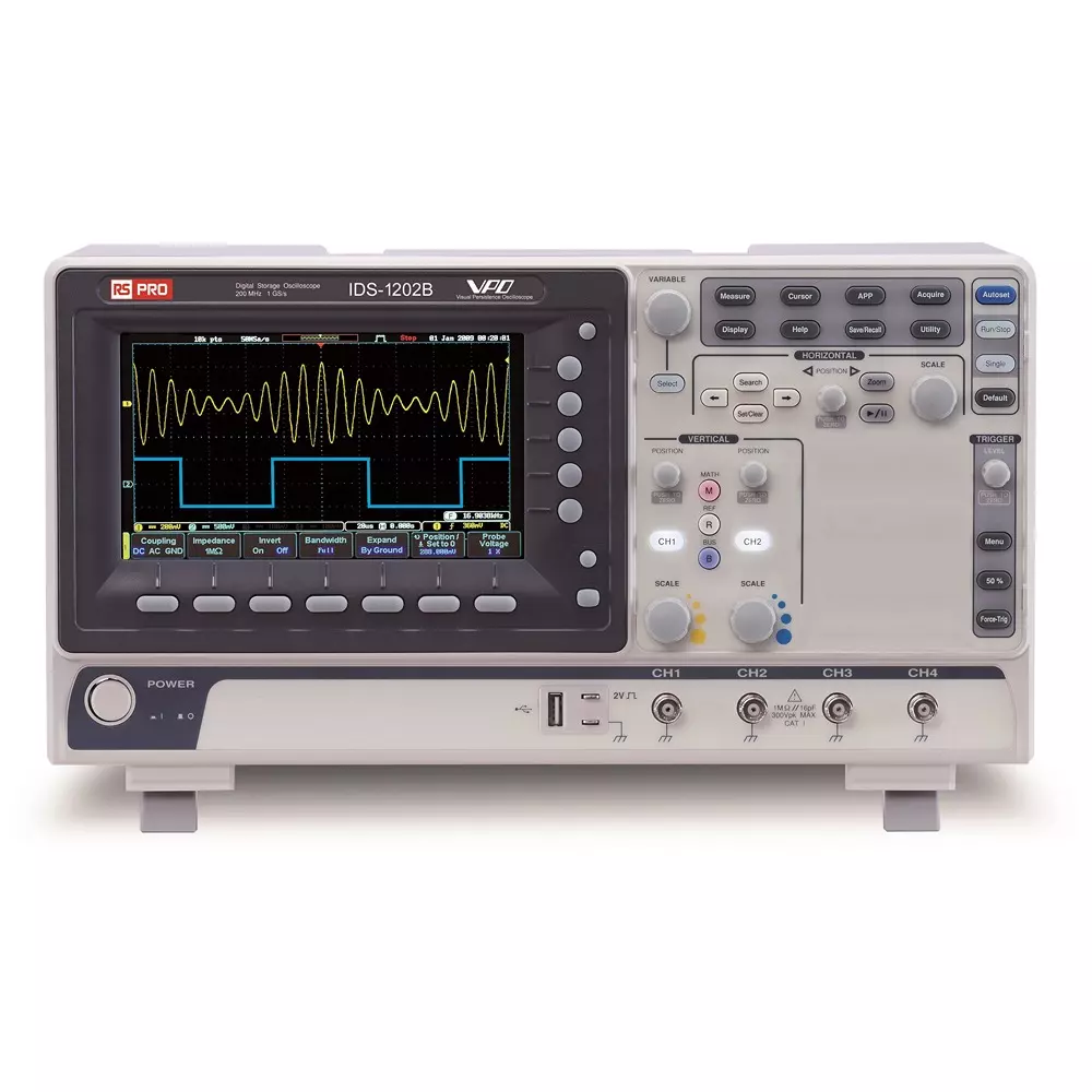 RS PRO Digital Oscilloscope LCD USB 200 mHz 5n s/div 10 V/div 400 mpts, 2889853