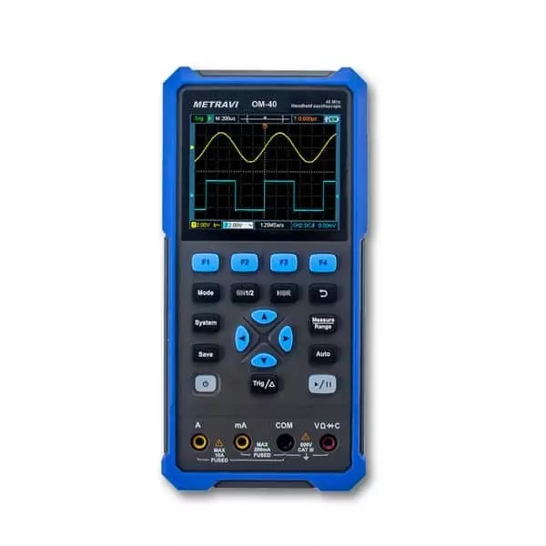 Metravi Handheld Oscilloscope 40 MHz Bandwidth 2 Channel 3.5 inch (88.9 mm) LCD Display, OM-40