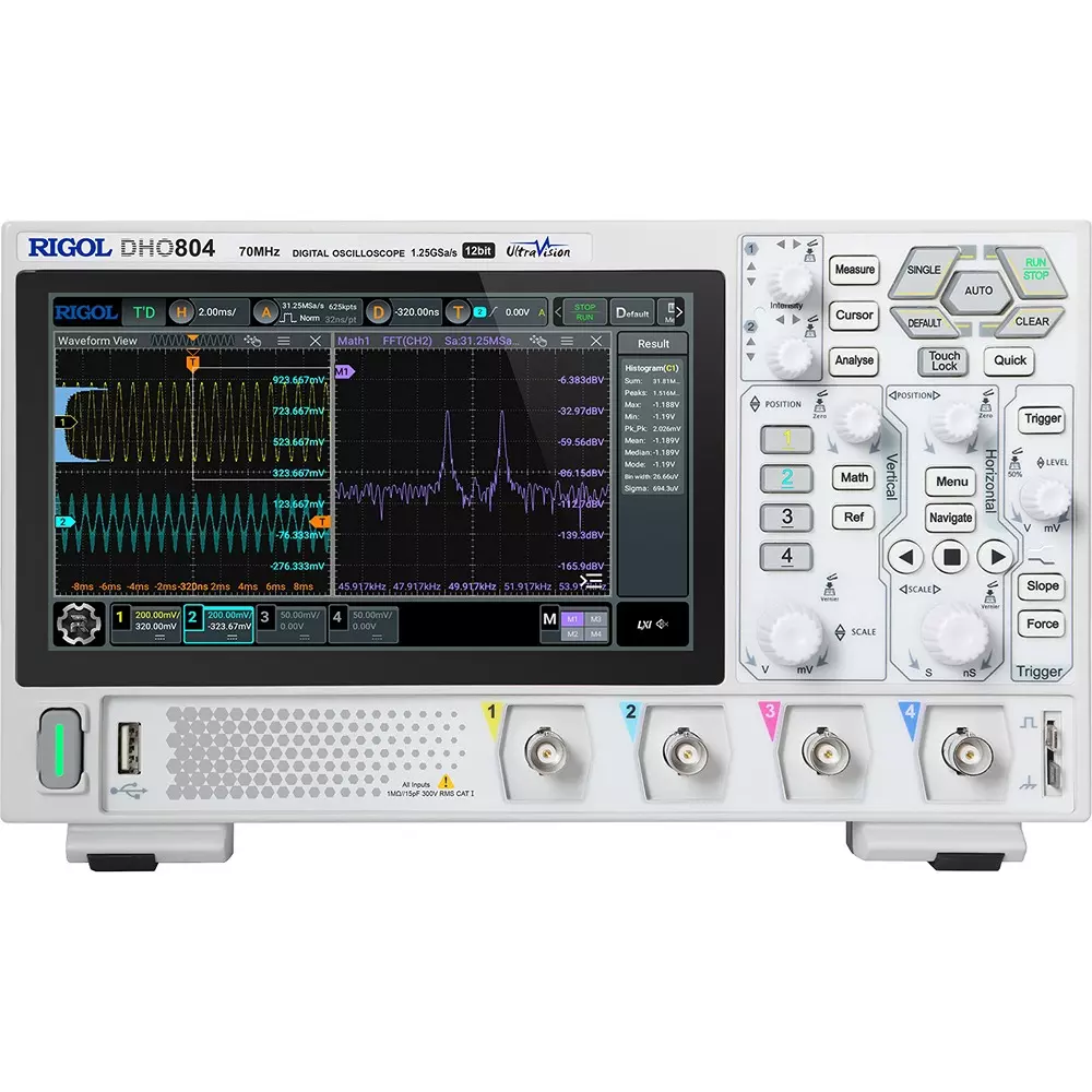 Rigol Digital Oscilloscope Vertical resolution: 12 bit Resolution 70 Frequency Band (MHz) 4 No. of Channels, DHO804
