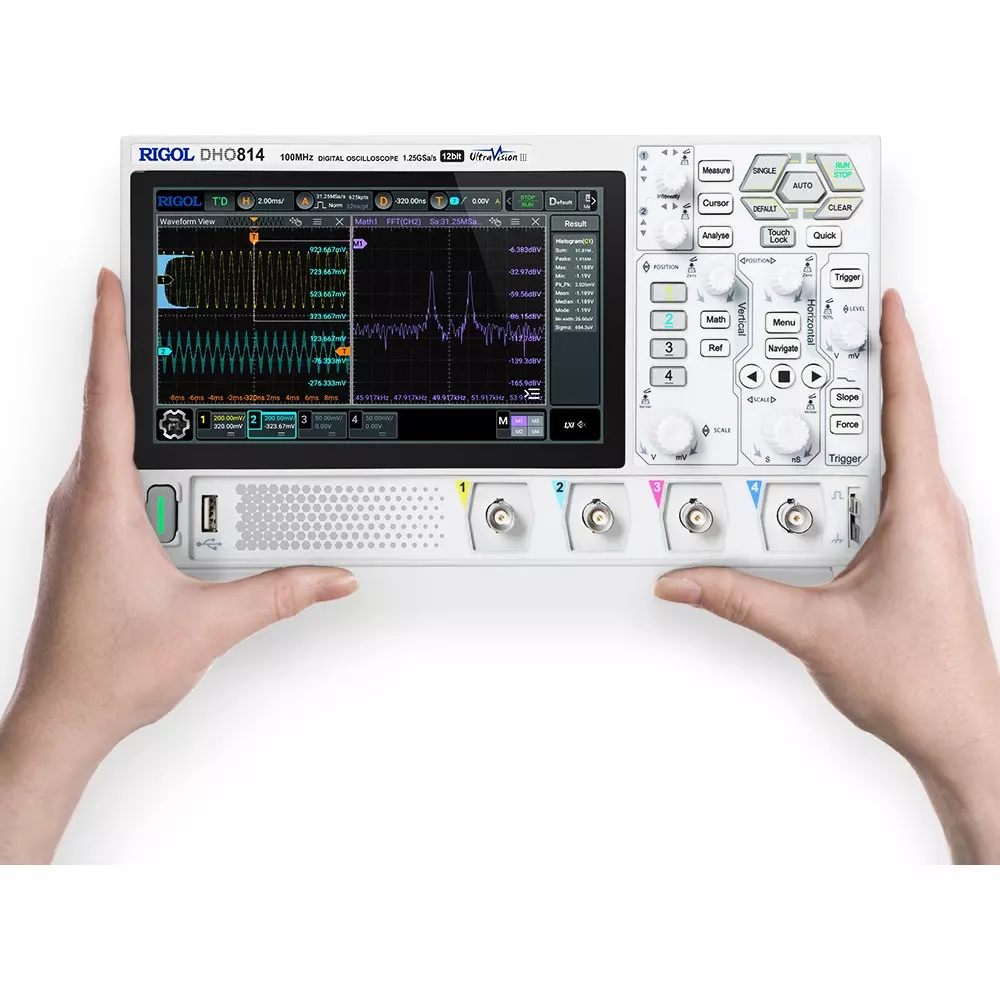 Rigol Digital Oscilloscope Vertical: 12 bit Resolution HDMI/LAN/USB Interface 3 years Warranty Type, DHO814