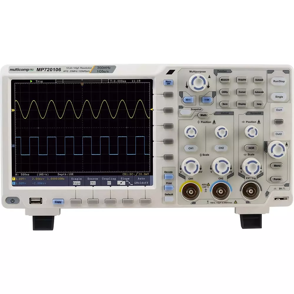 MULTICOMP PRO Dso EU, UK Plug Type 3 Years Manufacturer Warranty 2+1 Channel Scope Channels, MP720106