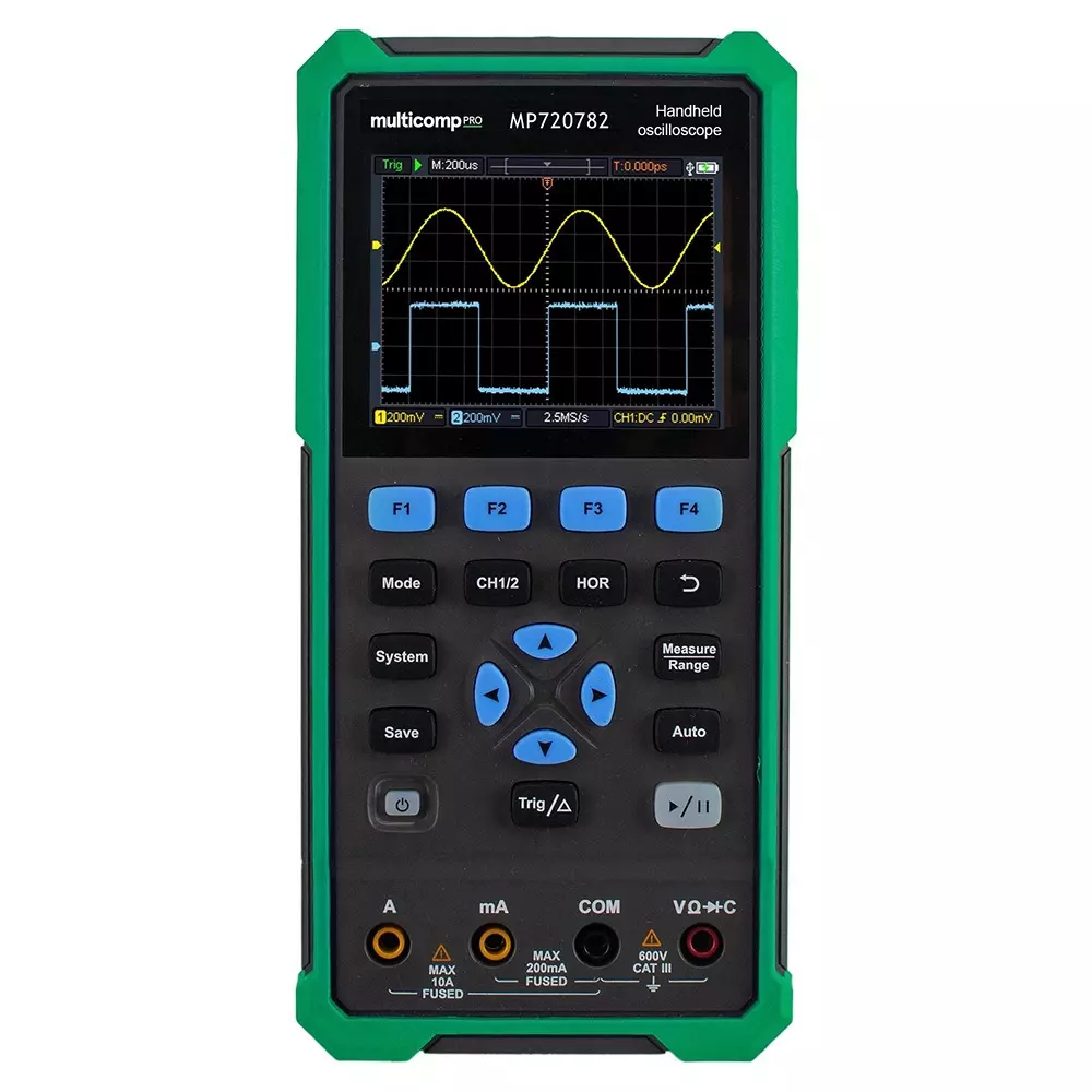 MULTICOMP PRO Hand Held Oscilloscopes UK Type G Plug 3 Years Manufacturer Warranty 2 Channel Scope Channels, MP720782