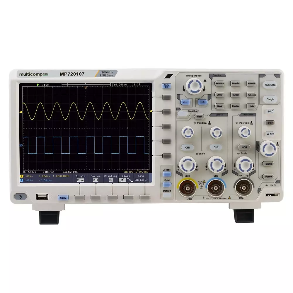 MULTICOMP PRO Dso EU, UK Plug Type 3 Years Manufacturer Warranty 2+1 Channel Scope Channels, MP720107