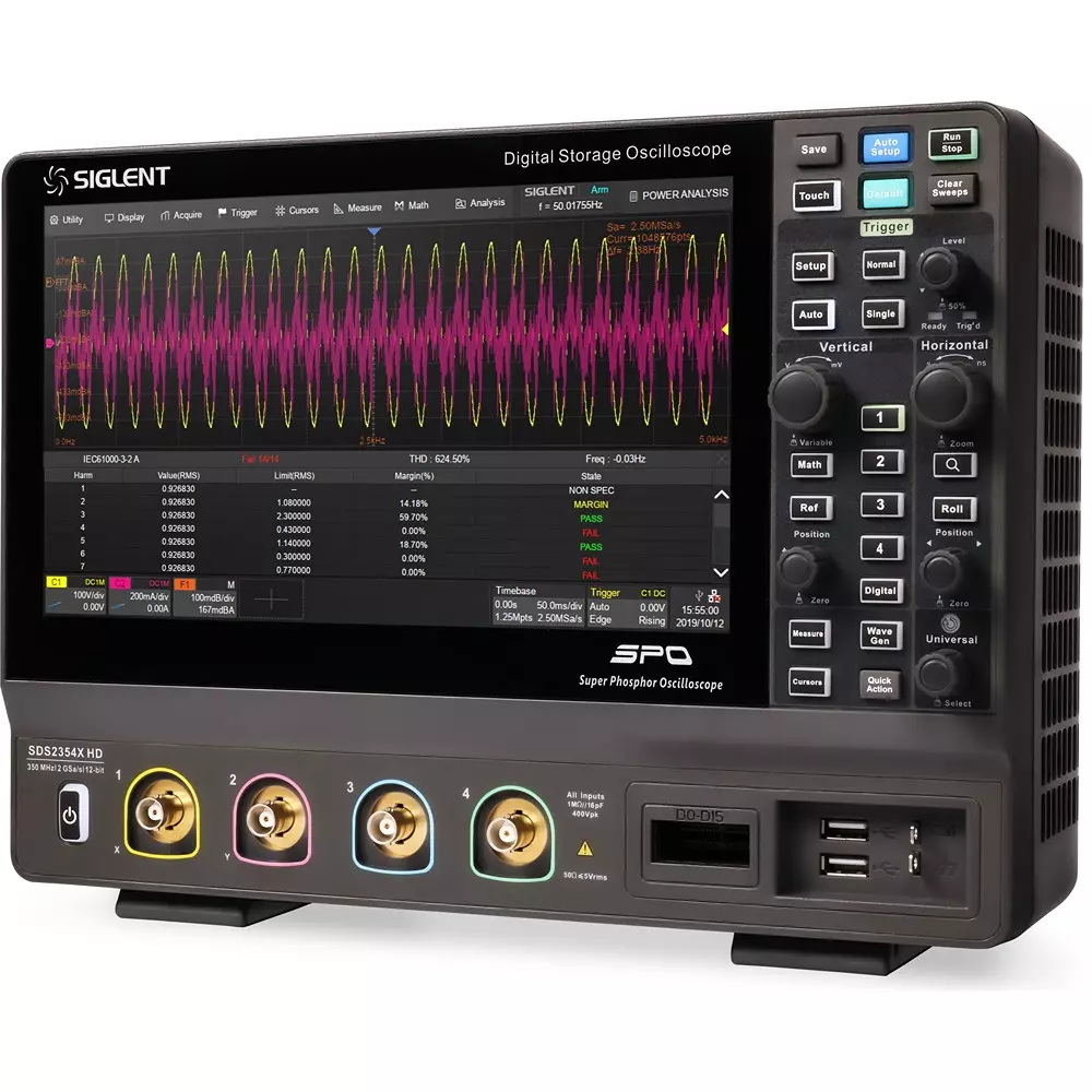 Siglent Digital Oscilloscope Power Capacity: 100 V 1.2 A Power Supply 12 bit Resolution 4 ch No. of Channels, SDS2204X HD