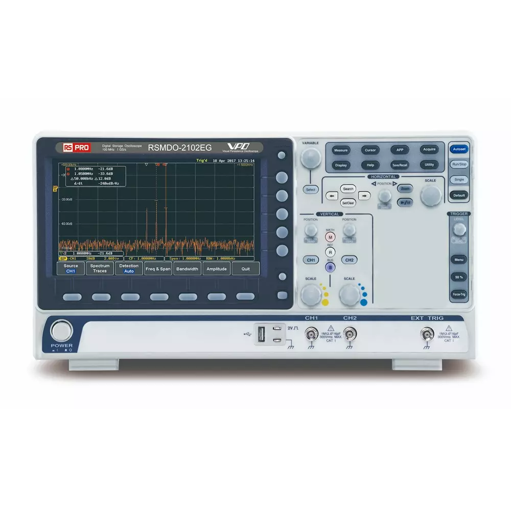 Buy RS PRO Oscilloscope 100 mHz Bandwidth 2 Channels 203.2 mm Screen 10 ...