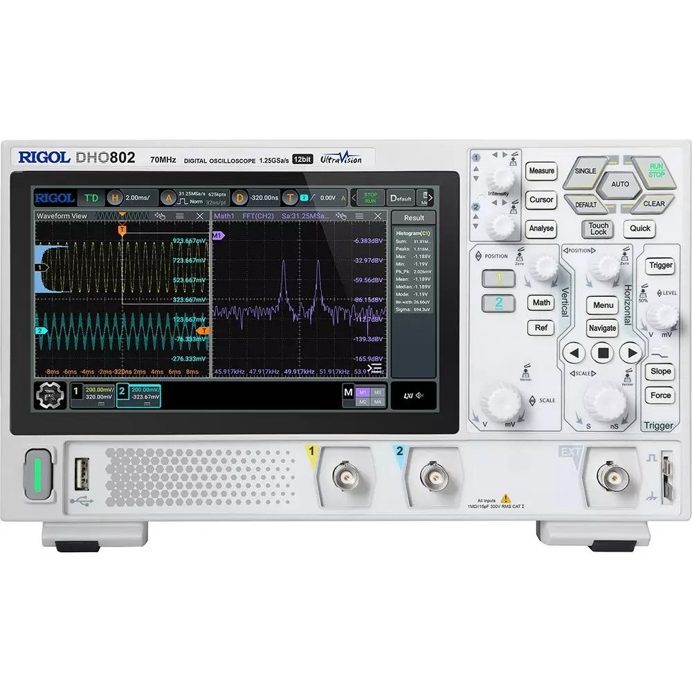 Rigol Digital Oscilloscope Vertical resolution: 12 bit Resolution 70 Frequency Band (MHz) 2 No. of Channels, DHO802