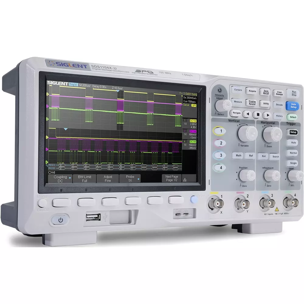 Siglent Digital Oscilloscope 8-bit Resolution 4 ch No. of Channels 100 Frequency Band, SDS1104X-U