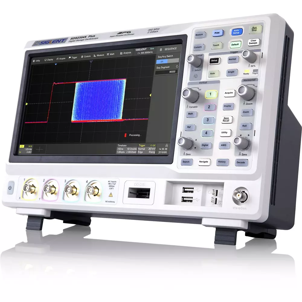 Siglent Digital Oscilloscope Power capacity: 100 V 0.8 A Power Supply 8/10 bit Resolution, SDS2204X PLUS