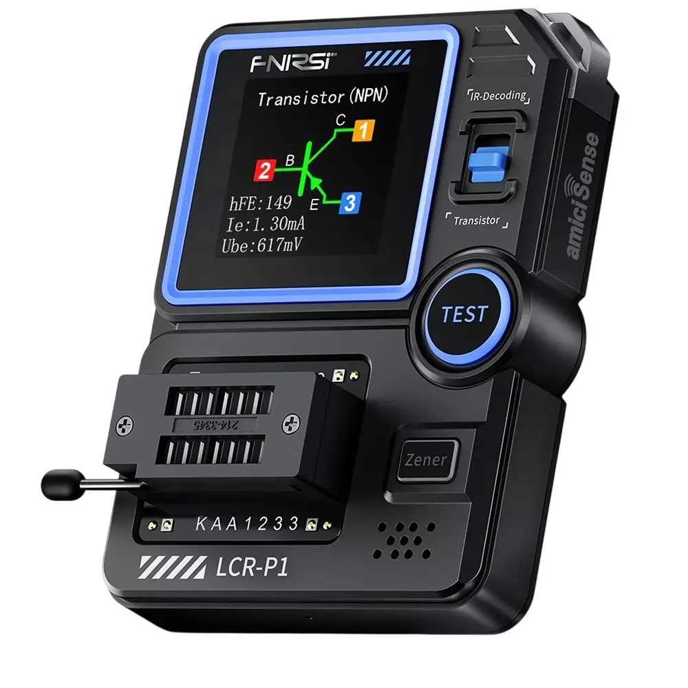 amiciSense LCR Meter LCR-P1 Transistor Capacitor Tester with 1.44 Inch (36.57 mm) Display USB-C Charging, 1xLCR-PRE-MULTIMETER