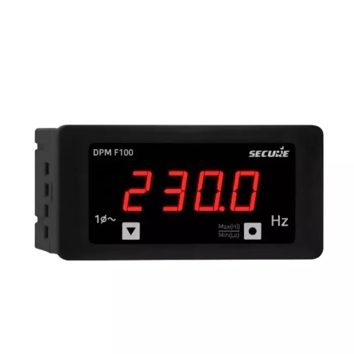 Secure DPM Series AC Frequency Meter 1 Phase 1 Line 4 Digit LED Display 96x48 mm, 45 to 65 Hz Range and 0.1 Accuracy Class, DPM F100