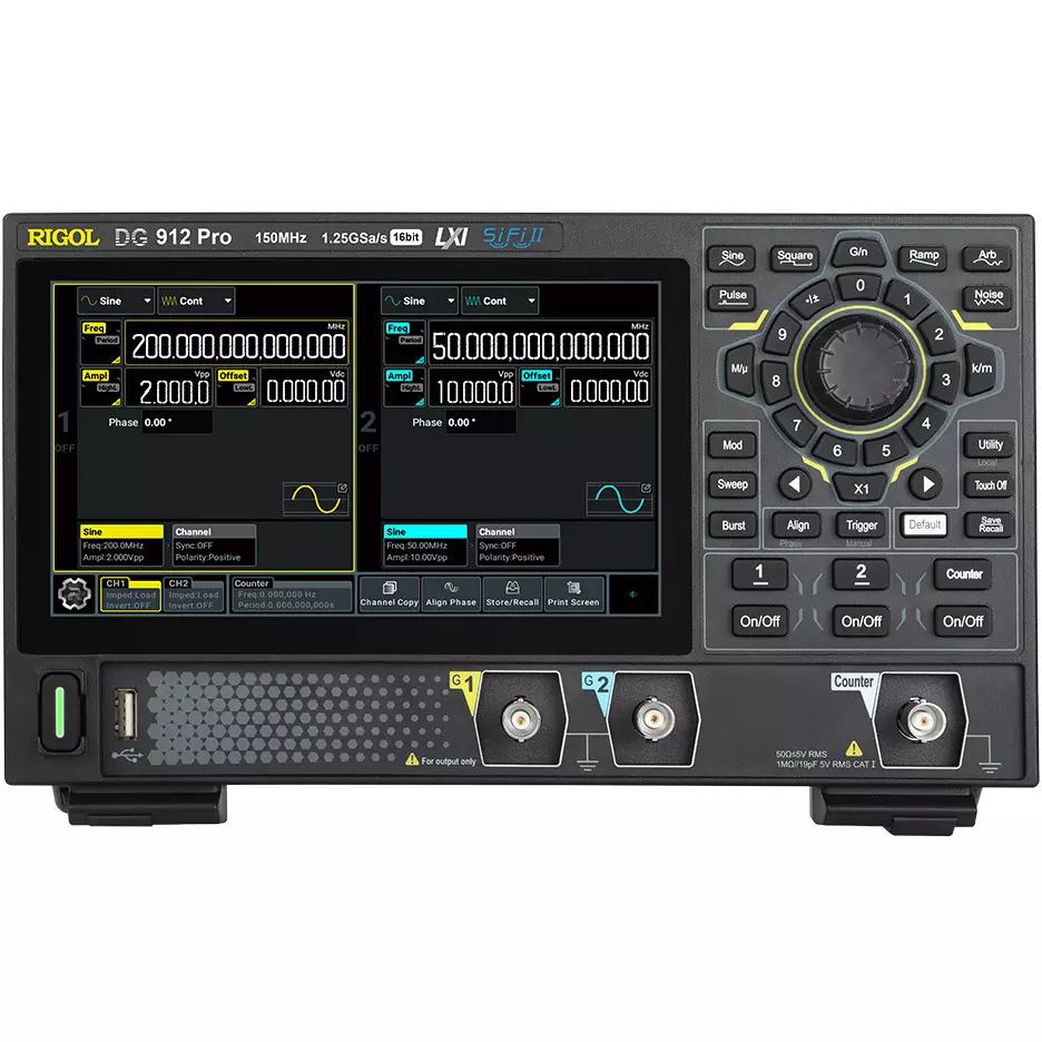 Rigol Waveform Function Generator Maximum arbitrary waveform memory length: 16 M (32 M opt.) Specifications, DG912 Pro