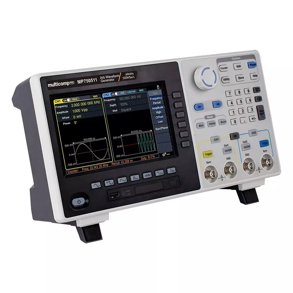 MULTICOMP PRO Waveform Generator EU, UK Plug Type 3 Years Manufacturer Warranty 2 Channel No. of Channels, MP750511